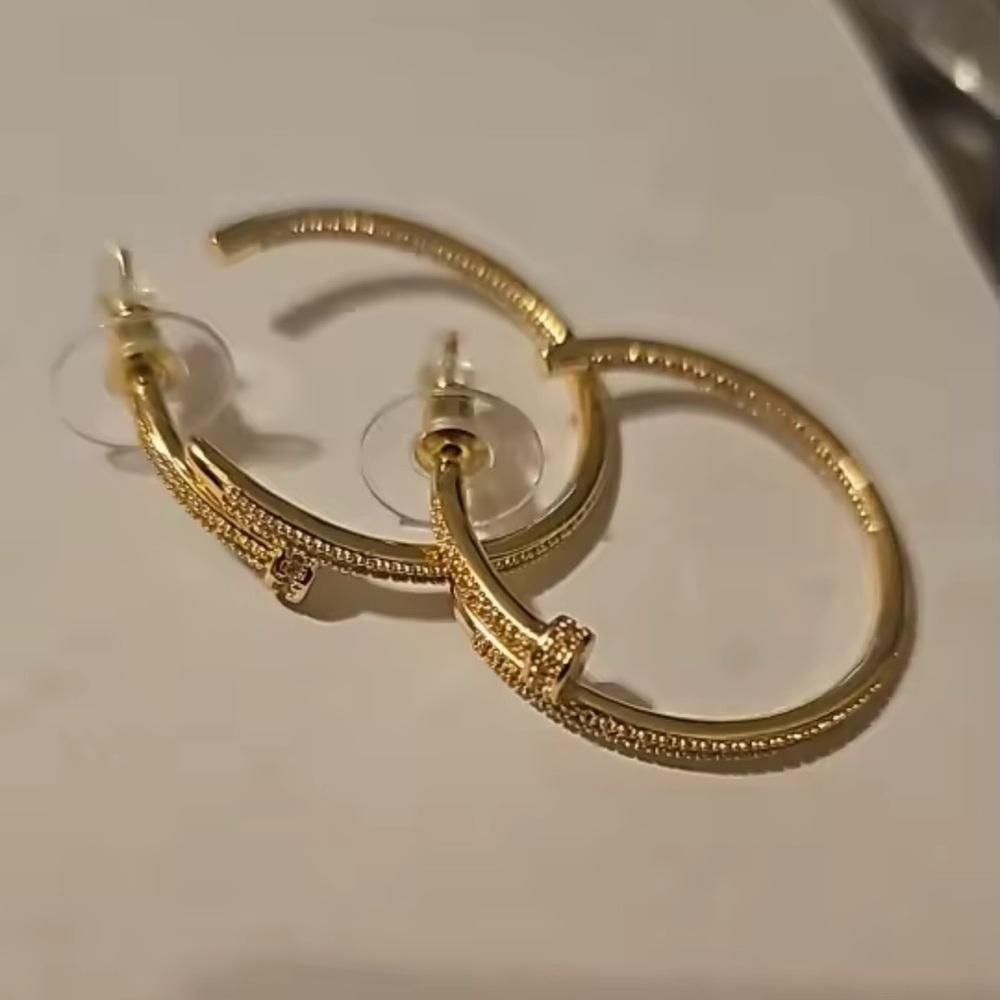 Just Un Clou Gold Crystal Nail Earrings - Picture 2 of 14